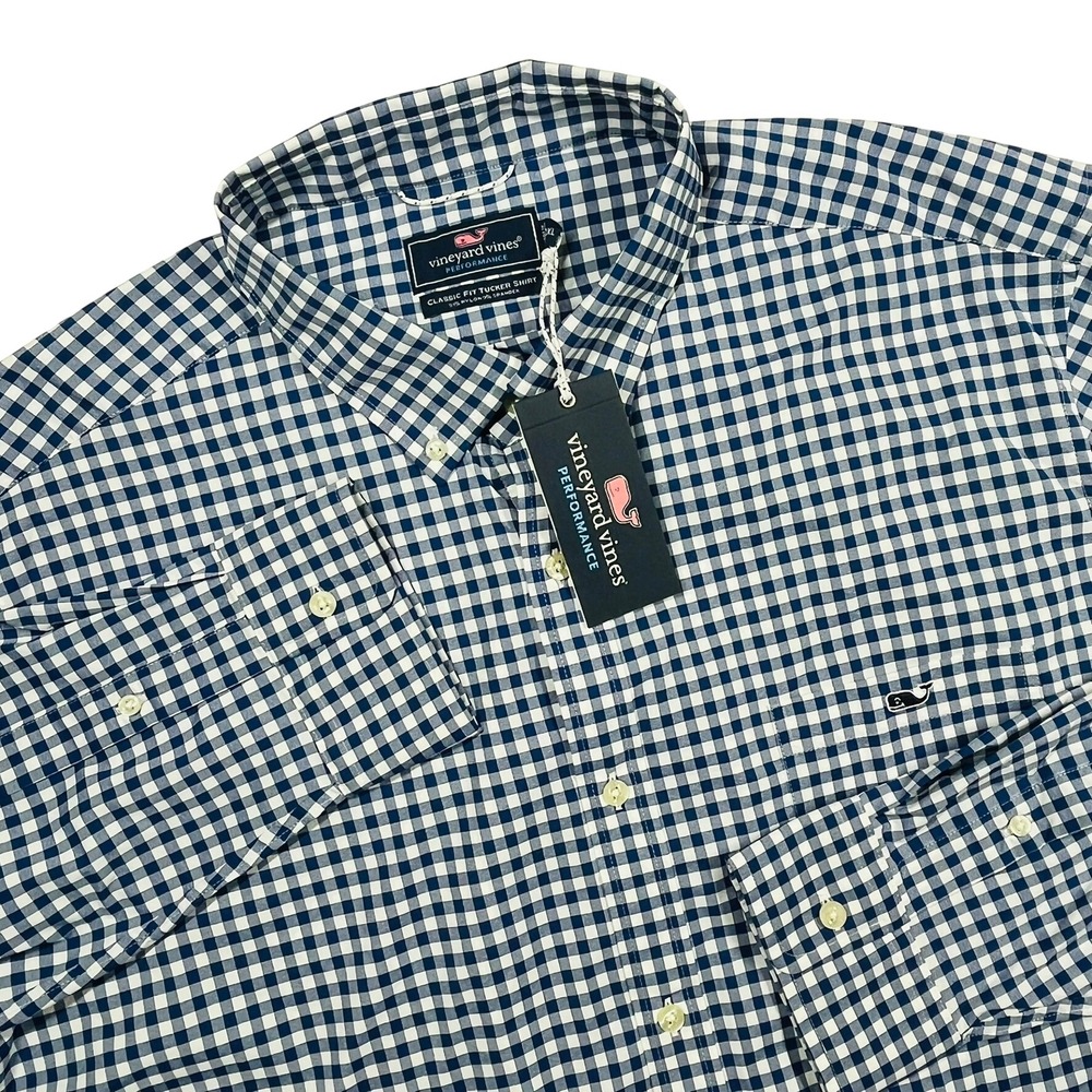 Vineyard Vines Button Down Mens 2XL Blue Gingham Performance Tucker Shirt NWT